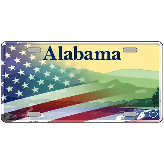 Alabama American Flag Metal Sign