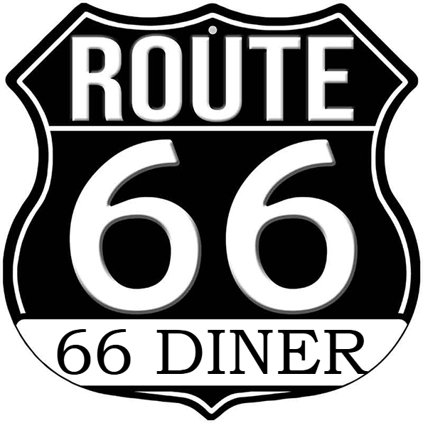 66 Diner Black & White Highway Shield Metal Sign