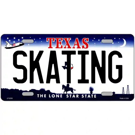 Skating Texas Metal Sign