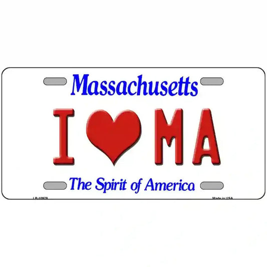 I Love MA Massachusetts Metal Sign