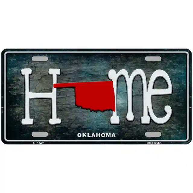 Oklahoma Home State Outline Metal Sign