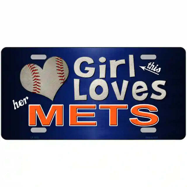 This Girl Loves Her Mets Metal Sign