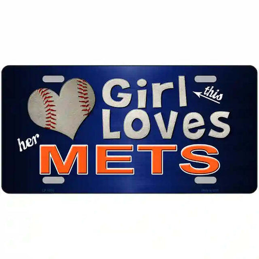 This Girl Loves Her Mets Metal Sign