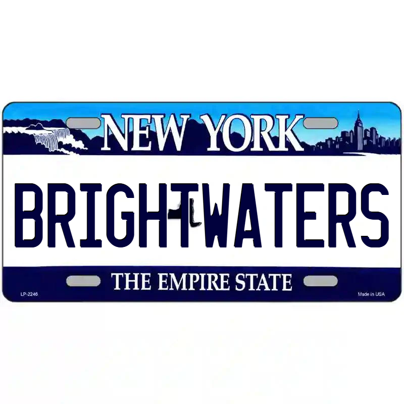 Brightwaters New York Blue Metal Sign