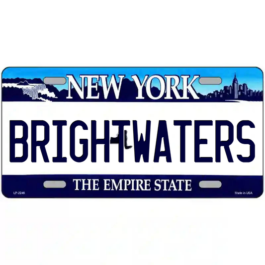 Brightwaters New York Blue Metal Sign