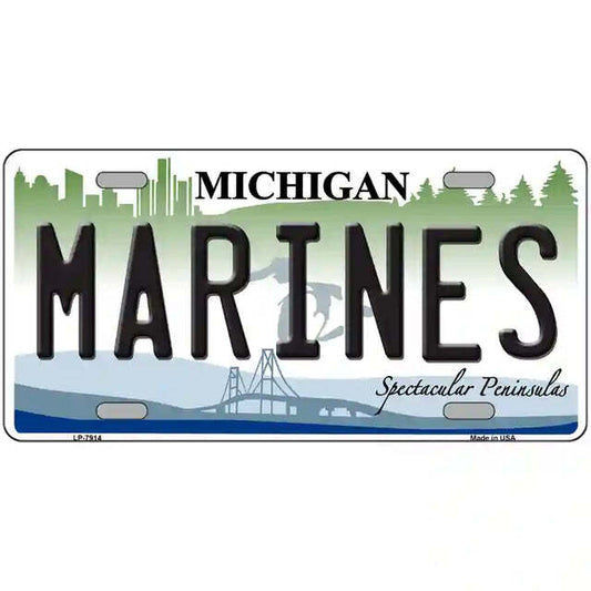 Marines Michigan Metal Sign