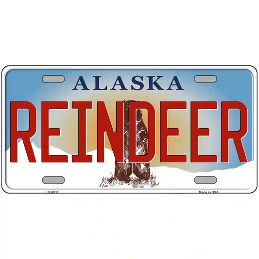 Reindeer Alaska Metal Sign