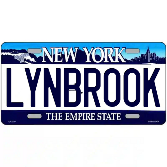Lynbrook New York Blue Metal Sign