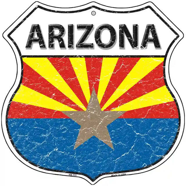 Arizona Flag Highway Shield Metal Sign