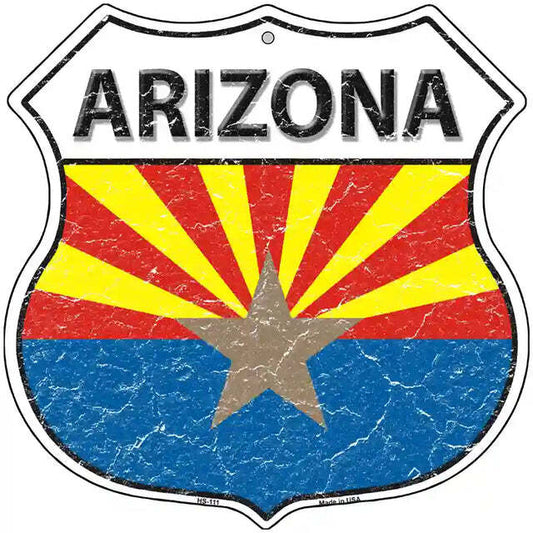 Arizona Flag Highway Shield Metal Sign