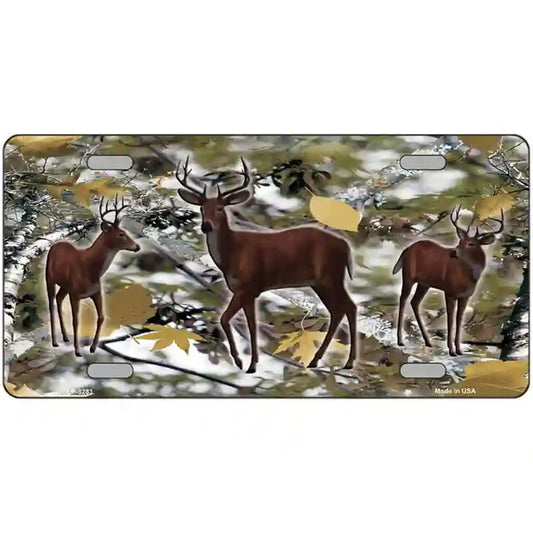 Deer with Camo Background Metal Sign