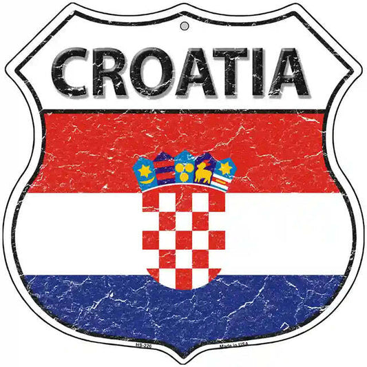 Croatia Flag Highway Shield Metal Sign