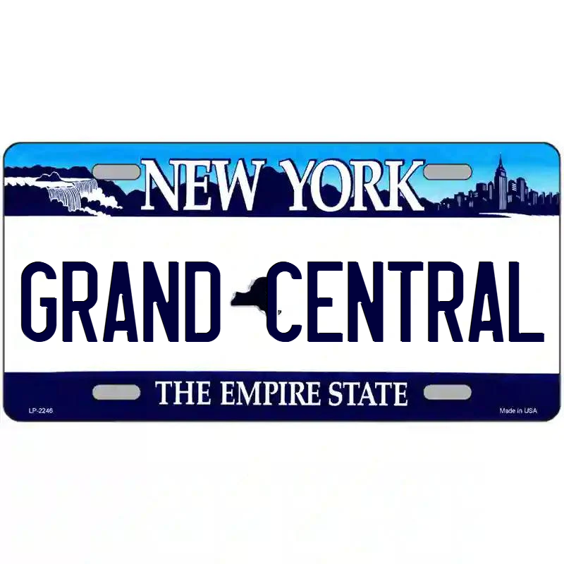 Grand Central New York Blue Metal Sign
