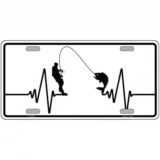 Fishing Heartbeat Metal Sign
