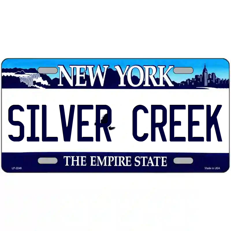 Silver Creek New York Blue Metal Sign