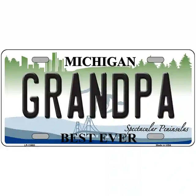 Grandpa Best Ever Michigan Metal Sign