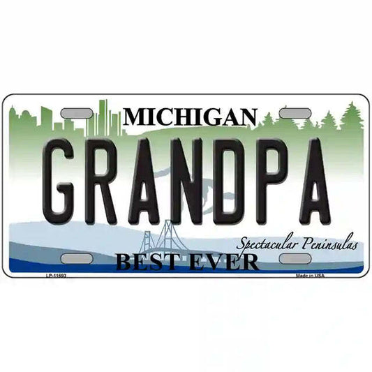 Grandpa Best Ever Michigan Metal Sign