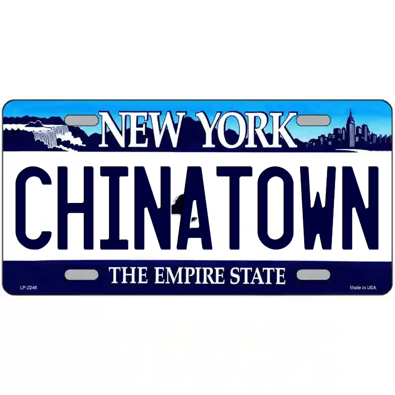 Chinatown New York Blue Metal Sign