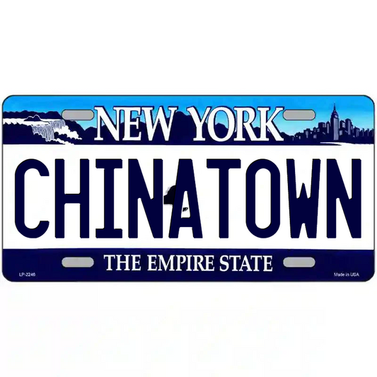 Chinatown New York Blue Metal Sign