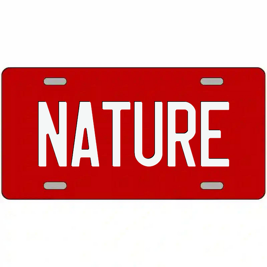 Nature White and Red Metal Sign