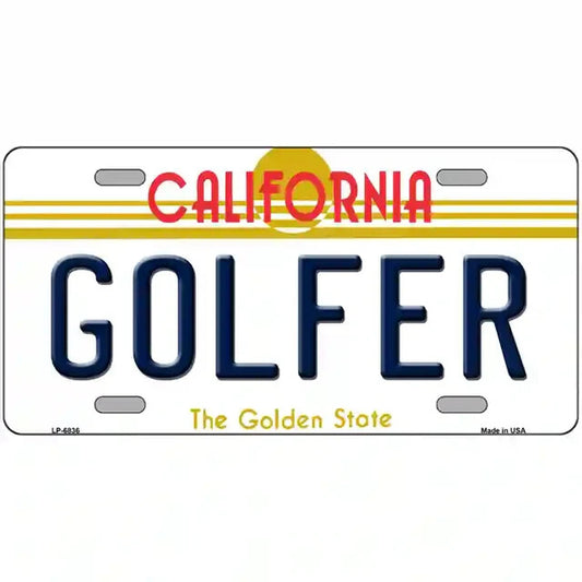 Golfer California Metal Sign