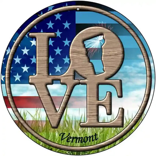 Love Vermont 12" Circle Metal Sign