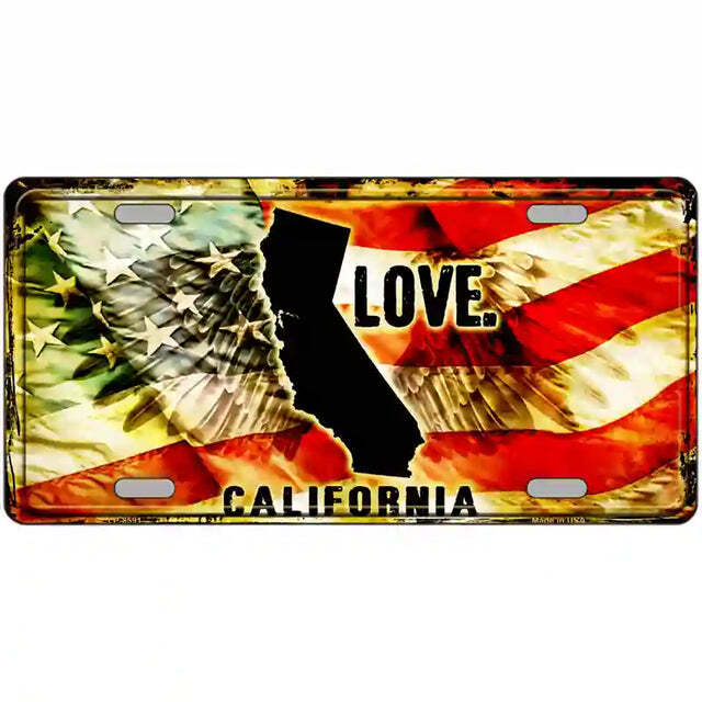 California Love American Flag Metal Sign