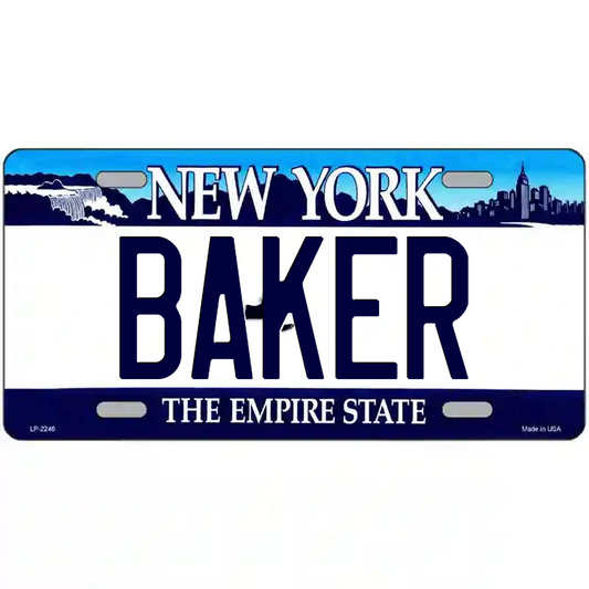 Baker New York Blue Metal Sign