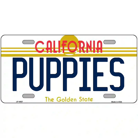 Puppies California Metal Sign