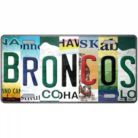 Broncos Strip Art Metal Sign
