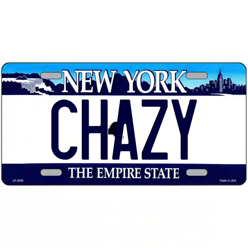 Chazy New York Blue Metal Sign
