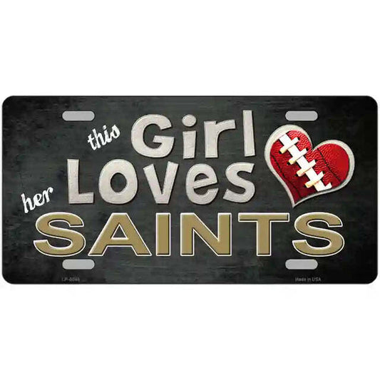 Ths Girl Loves Her Saints Metal Sign