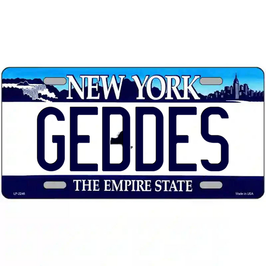 Geddes New York Blue Metal Sign