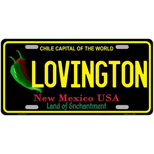 Lovington New Mexico Black Metal Sign