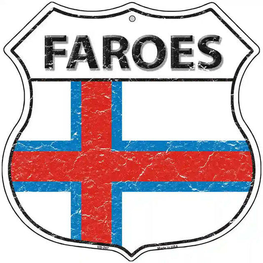 Faroes Flag Highway Shield Metal Sign