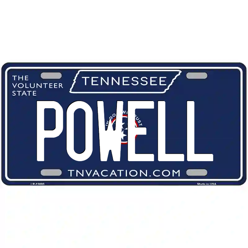 Powell Tennessee Blue Metal Sign