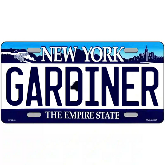 Gardiner New York Blue Metal Sign