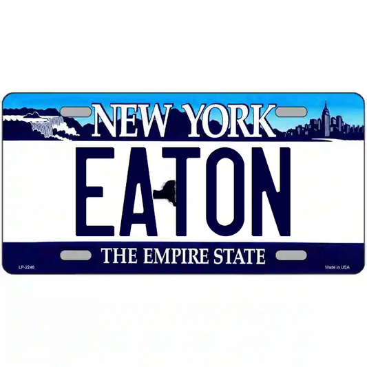 Eaton New York Blue Metal Sign