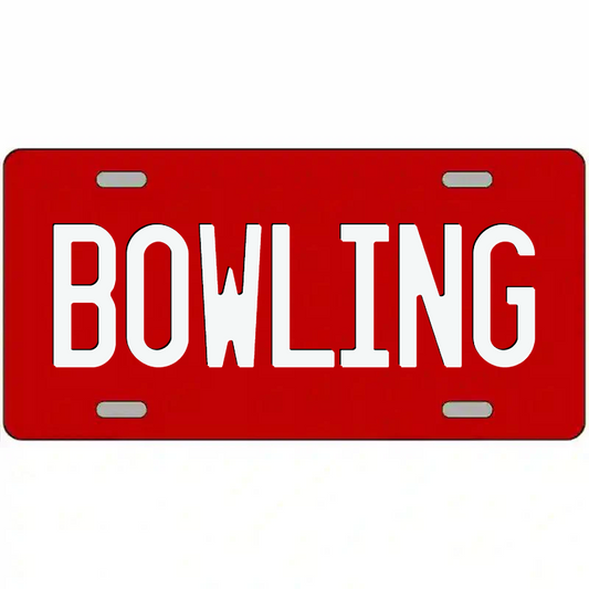 Bowling White on Red Metal Sign