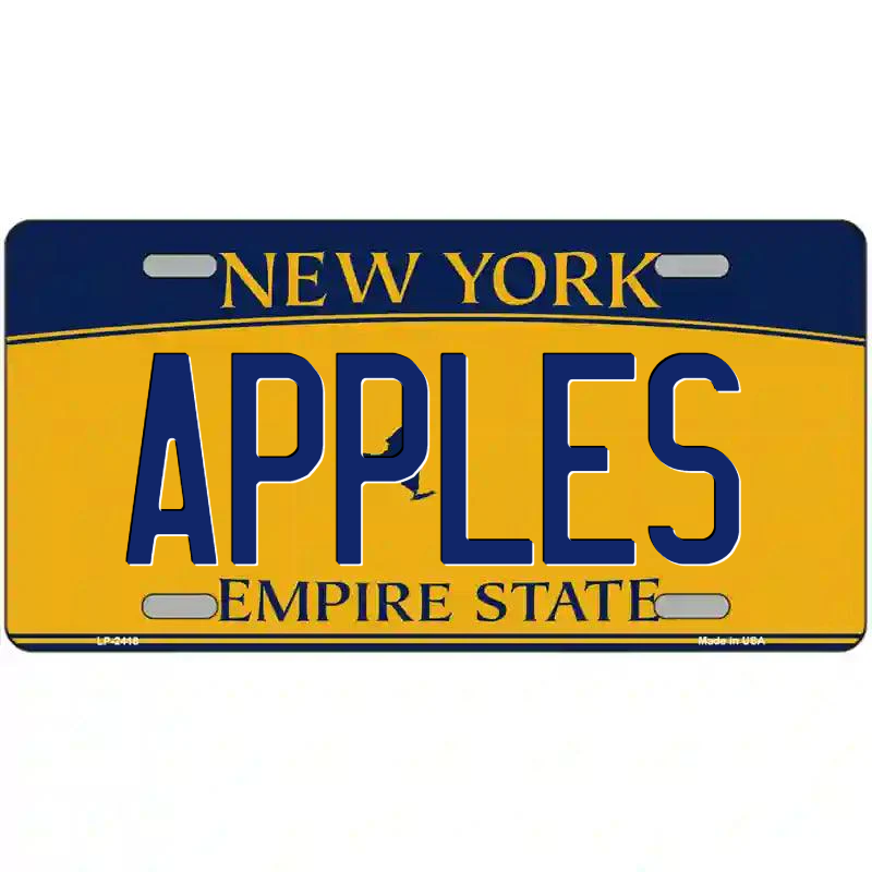 Apples New York Yelllow Metal Sign