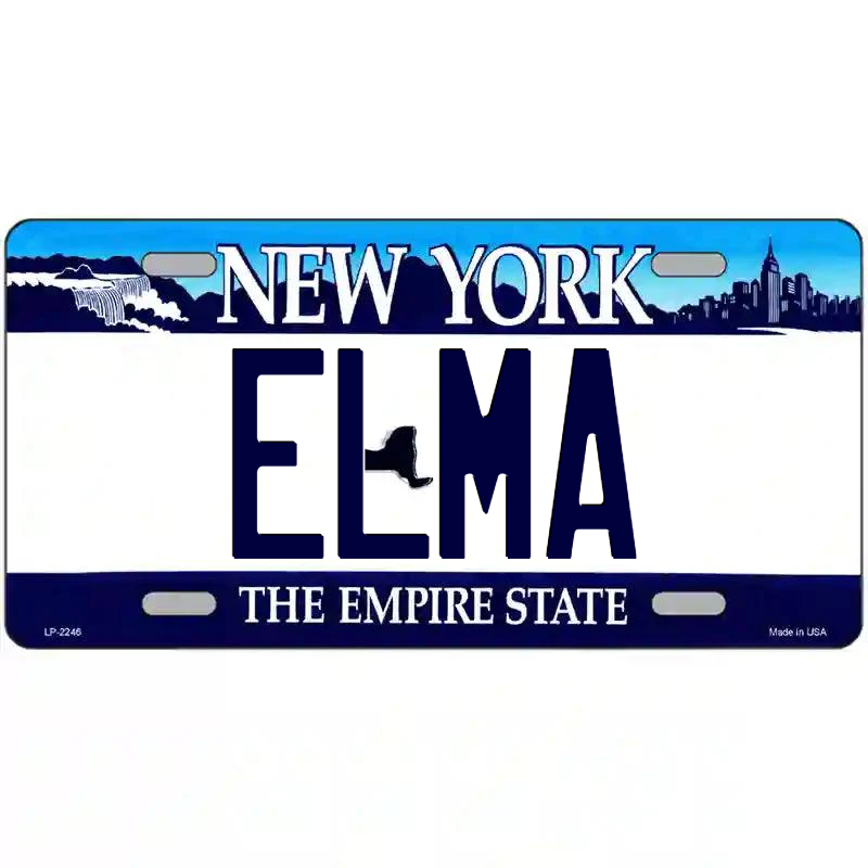 Elma New York Blue Metal Sign