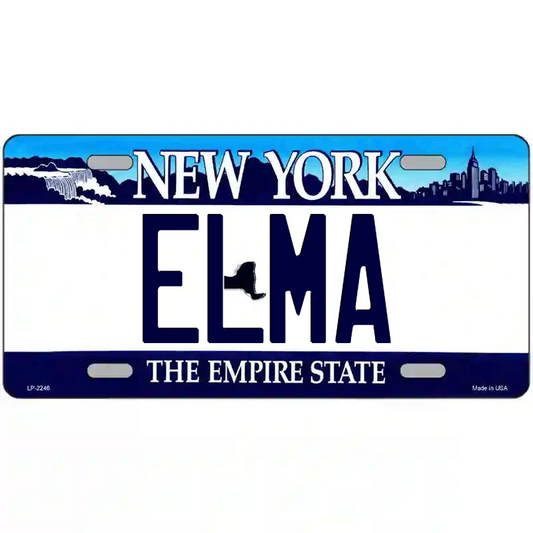 Elma New York Blue Metal Sign