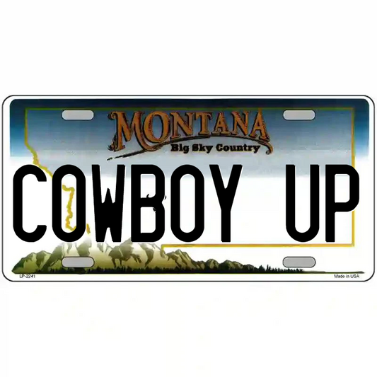 Cowboy Up Montana Metal Sign