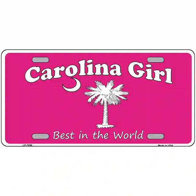 Carolina Girl Pink South Carolina Palmetto Tree Metal Sign