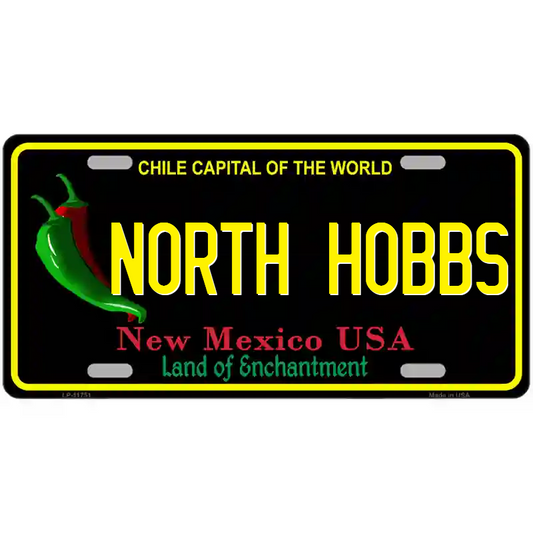 North Hobbs New Mexico Black Metal Sign