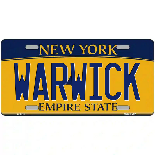 Warwick New York Yellow Metal Sign