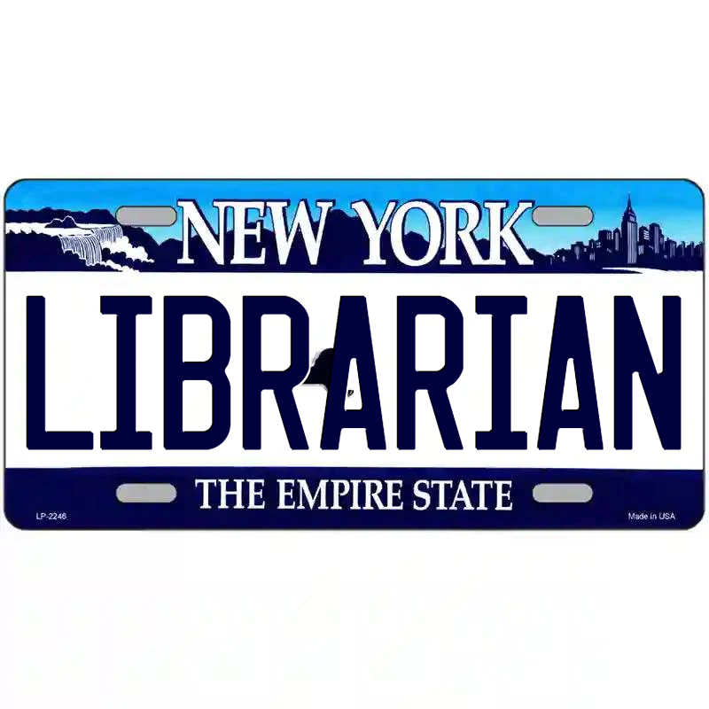 Librarian New York Blue Metal Sign