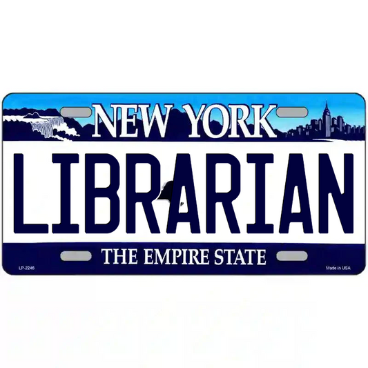 Librarian New York Blue Metal Sign