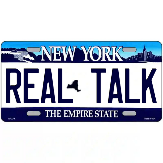 Real Talk New York Blue Metal Sign