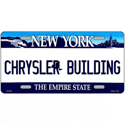 Chrysler Building New York Blue Metal Sign
